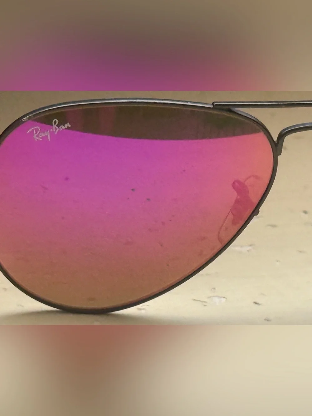 Ray-Ban Women's Flash Pink Mirrored Aviator Sunglasses - Silver Frame